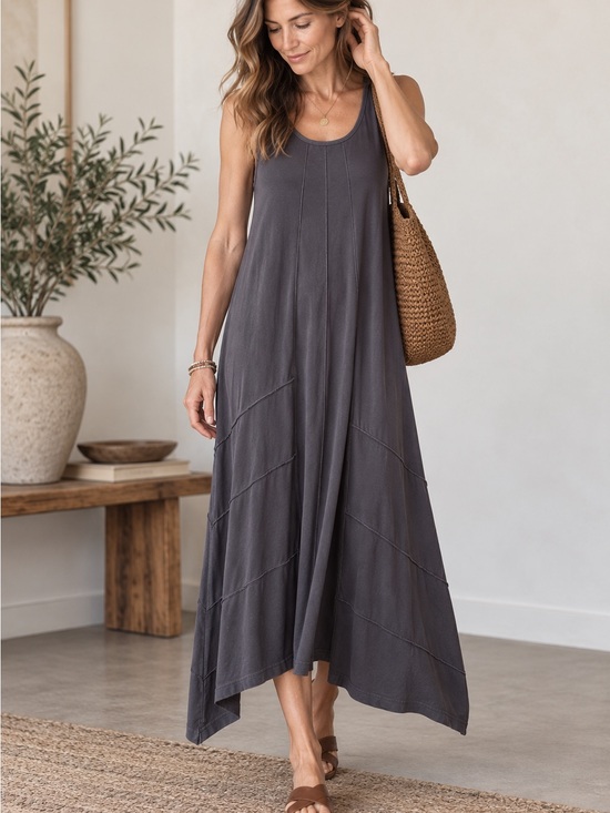 Mododoc Dresses & Skirts - Mod-O-Doc Gray Asymmetrical Seamed Trapeze Maxi Dress XS